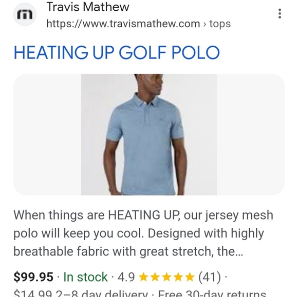 New Men's TravisMathews Grey Polo Short Sleeve Shirt Size L. - Picture 7 of 9